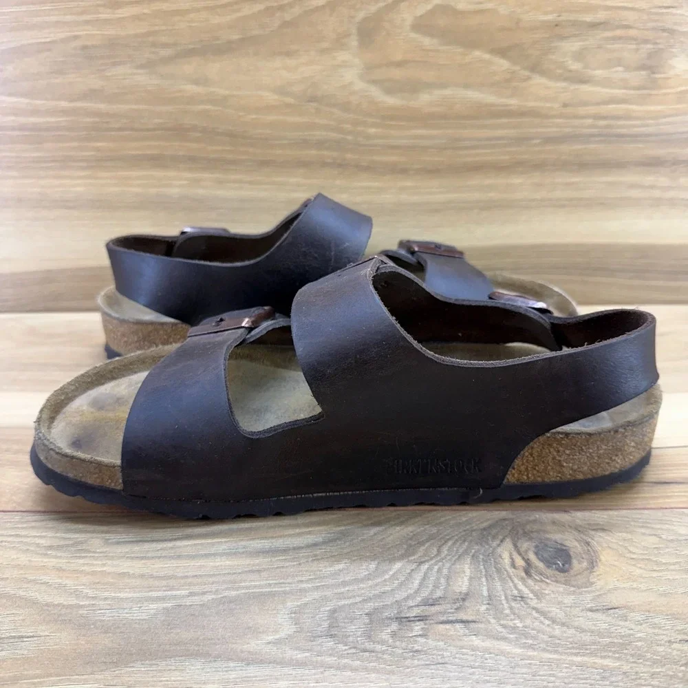 Birkenstock Milano Soft Foot Bed Sandal Men 8 W EU 41 Habana Brown Oiled Leather